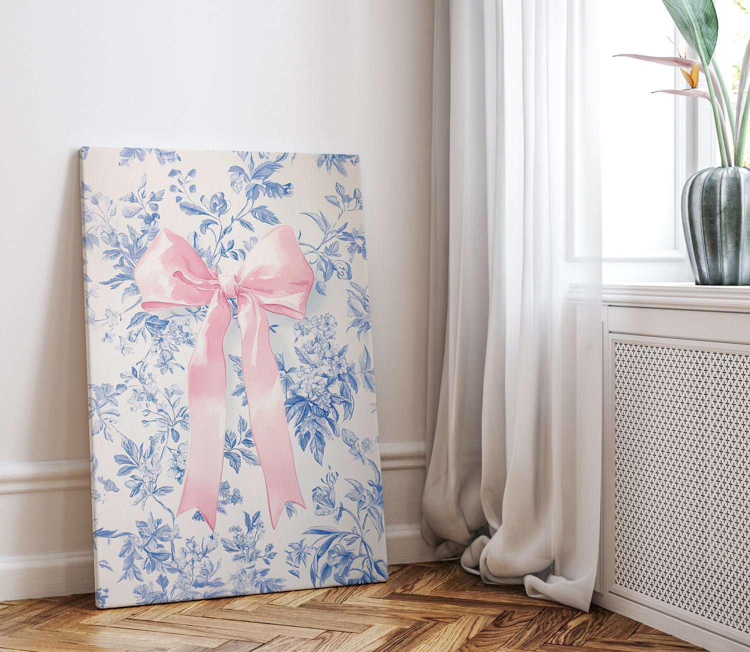 1.25" Matte Canvas - Pink Bow Floralscape