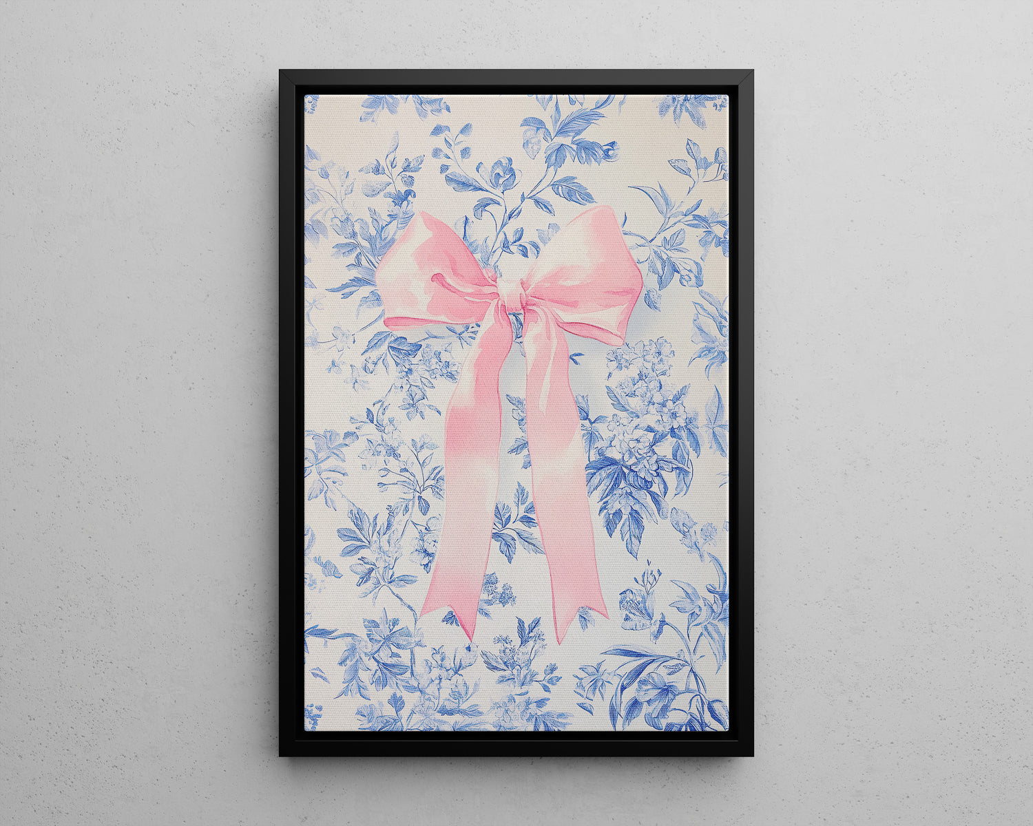 Framed Canvas - Pink Bow Floralscape