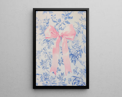 Framed Canvas - Pink Bow Floralscape