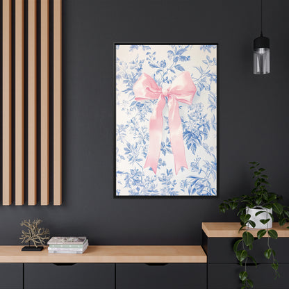 Framed Canvas - Pink Bow Floralscape
