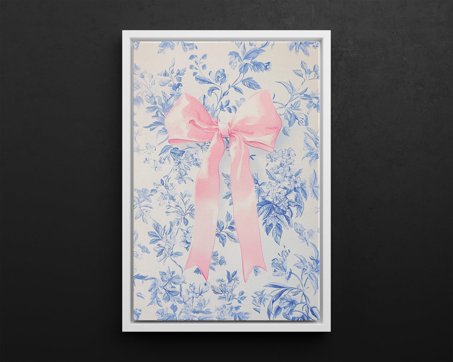 Framed Canvas - Pink Bow Floralscape