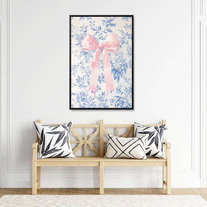 Framed Canvas - Pink Bow Floralscape