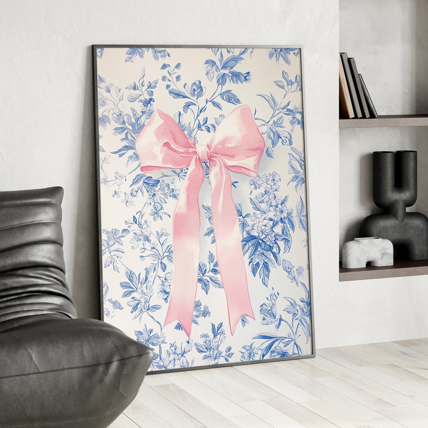 Framed Paper Print - Pink Bow Floralscape