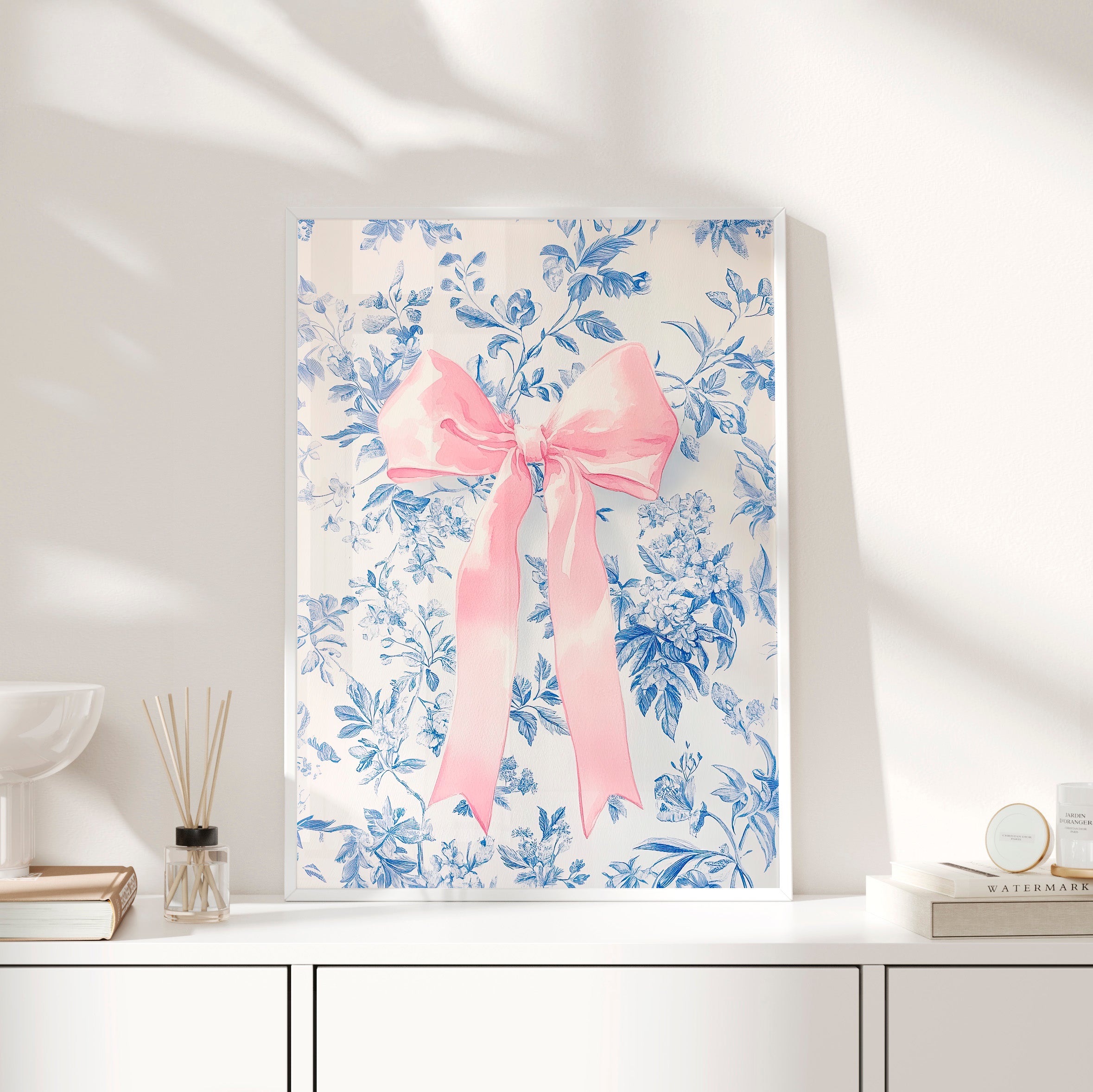 Framed Paper Print - Pink Bow Floralscape