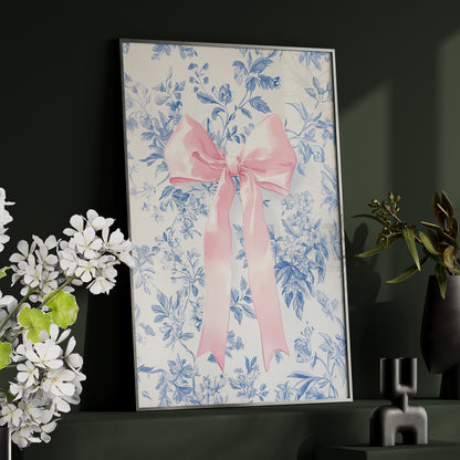 Framed Paper Print - Pink Bow Floralscape