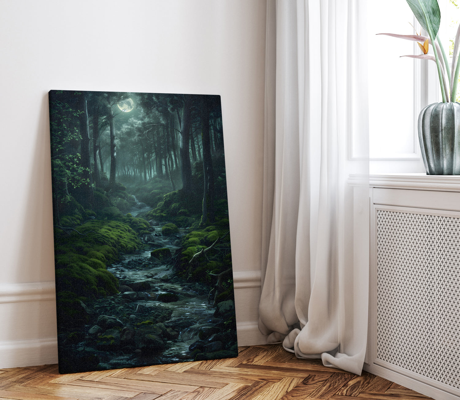 1.25" Matte Canvas - Moonlit Forest Stream