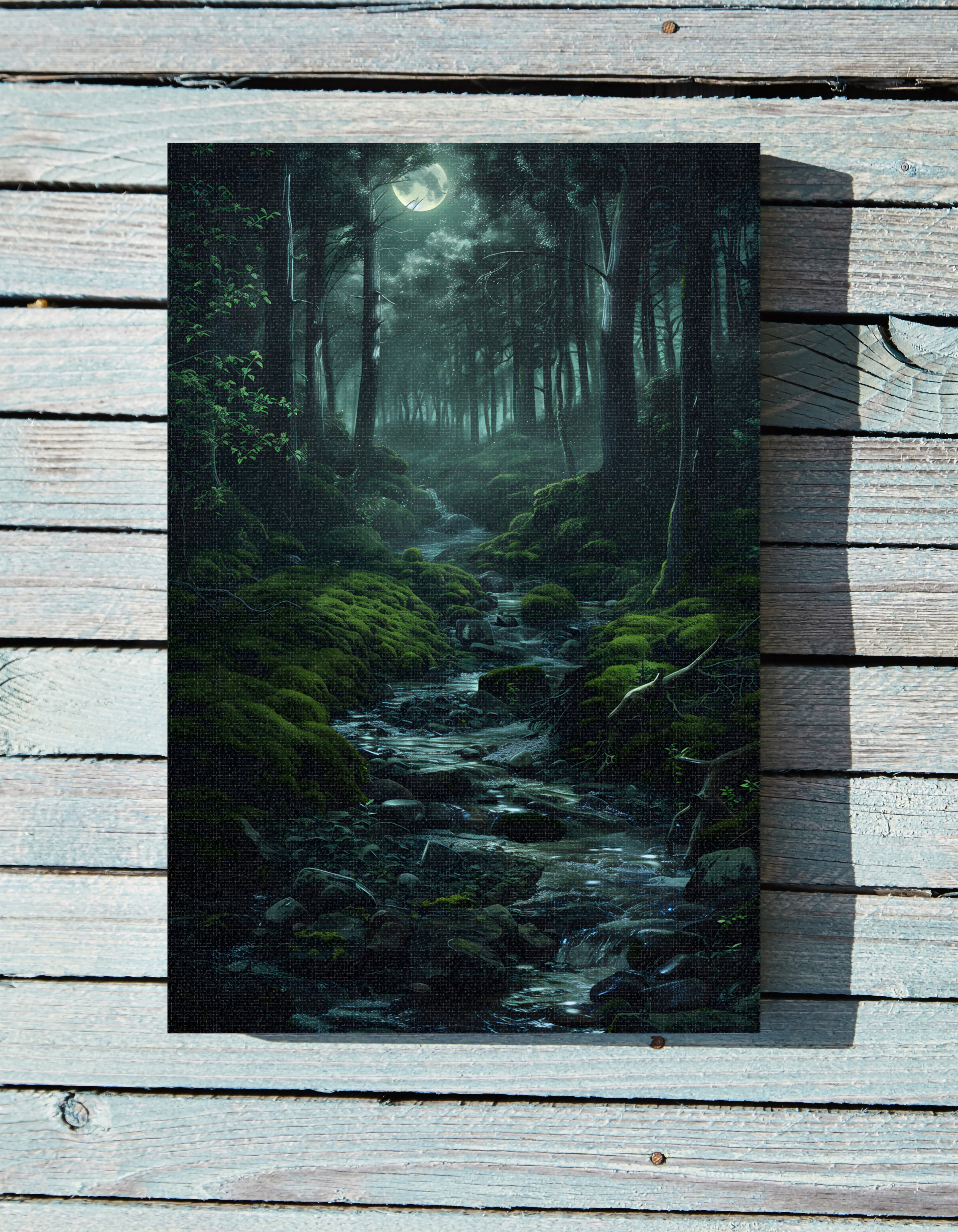 1.25" Matte Canvas - Moonlit Forest Stream