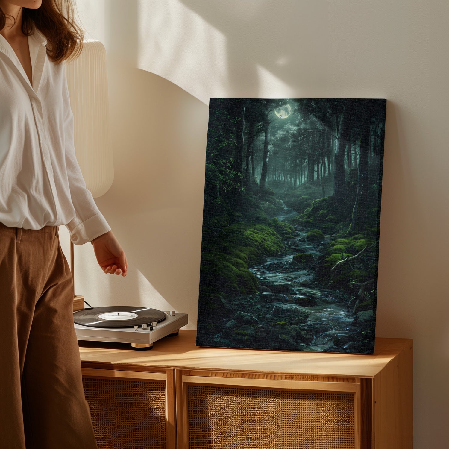 1.25" Matte Canvas - Moonlit Forest Stream