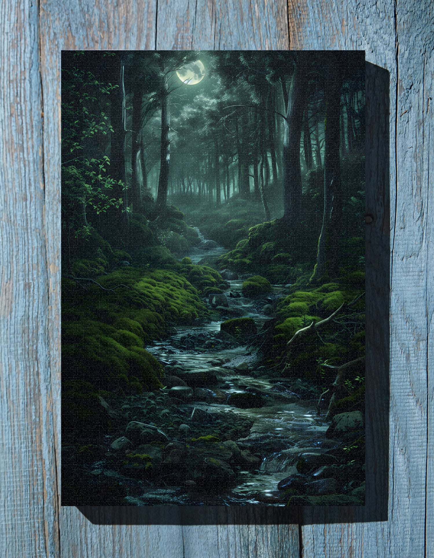 1.25" Matte Canvas - Moonlit Forest Stream