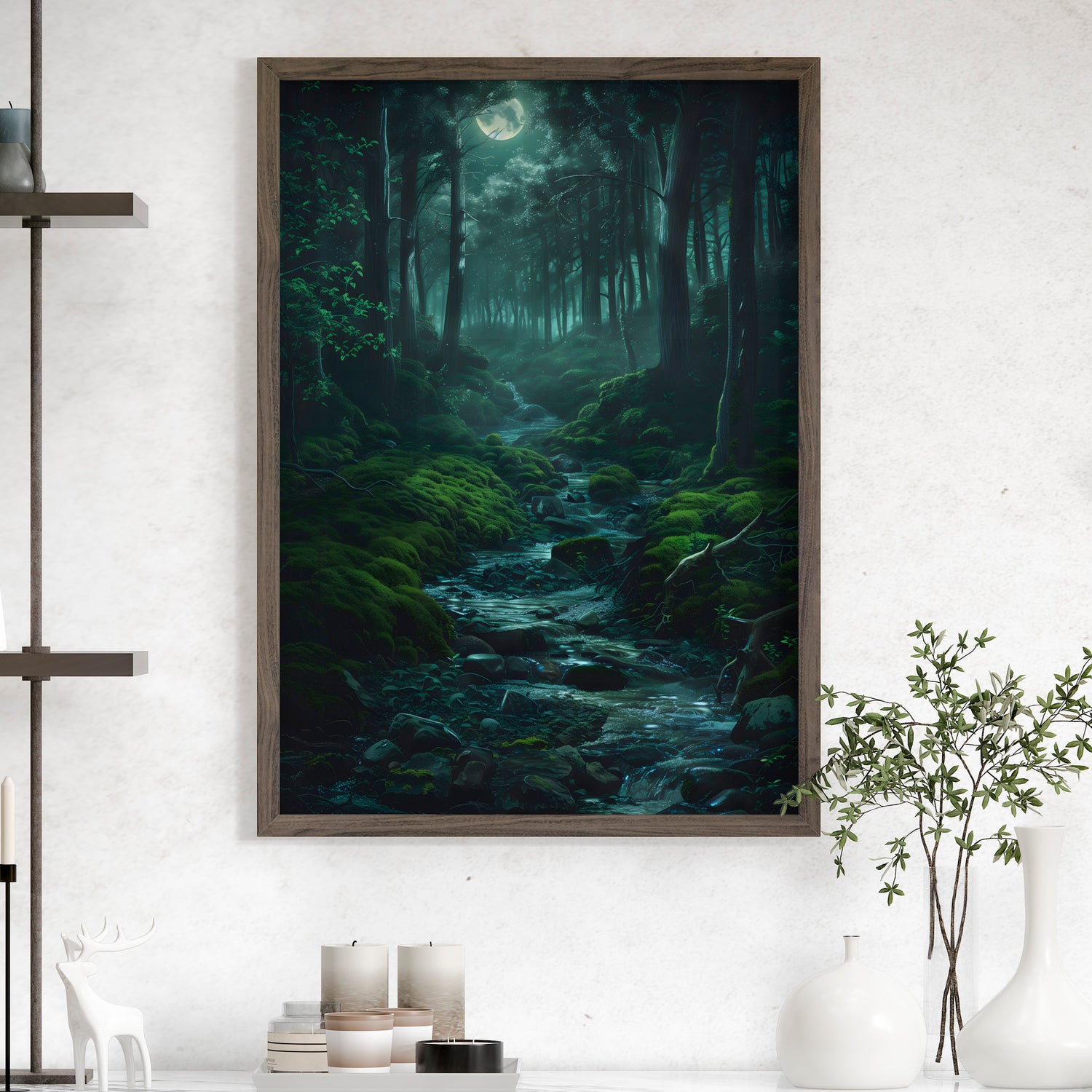 Moonlit Forest Stream