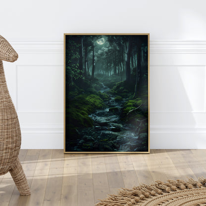 Moonlit Forest Stream