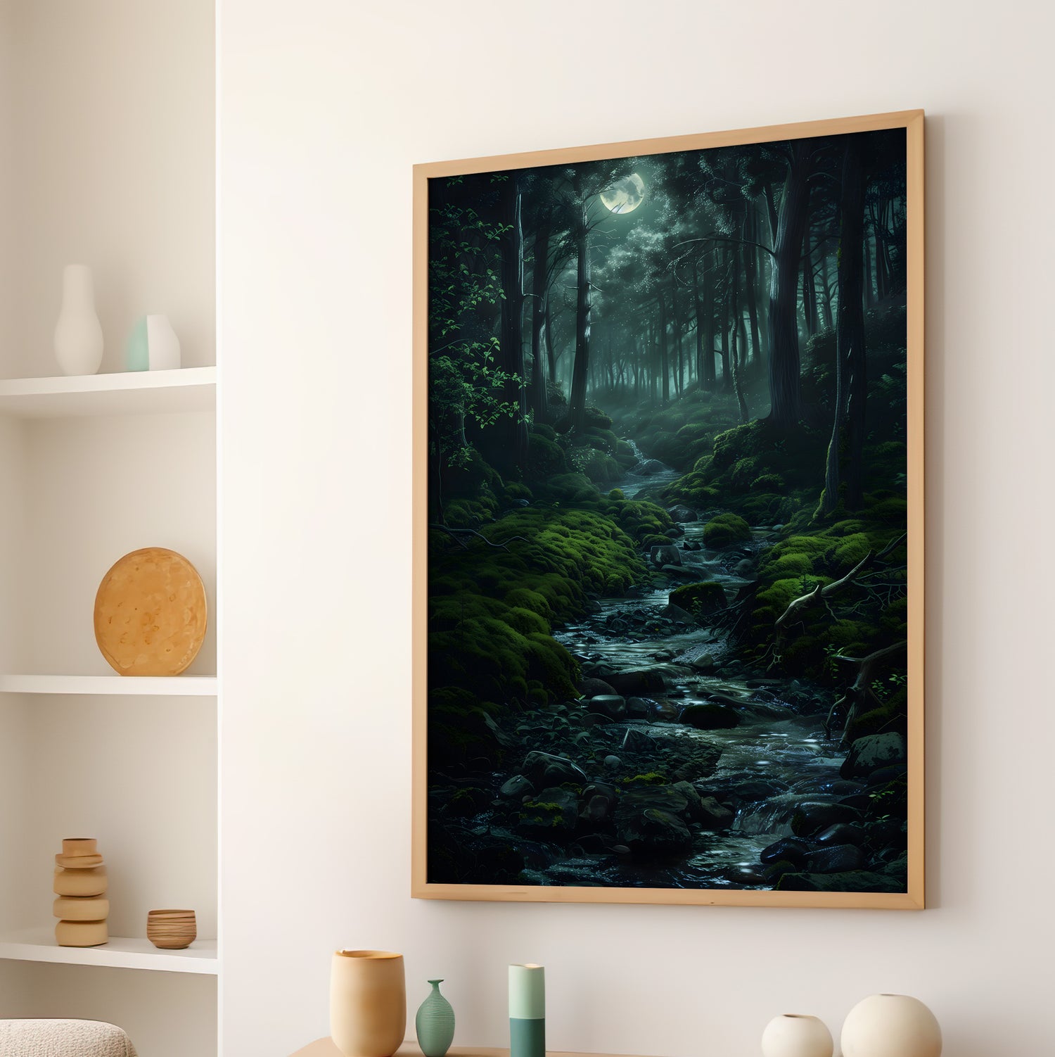 Moonlit Forest Stream