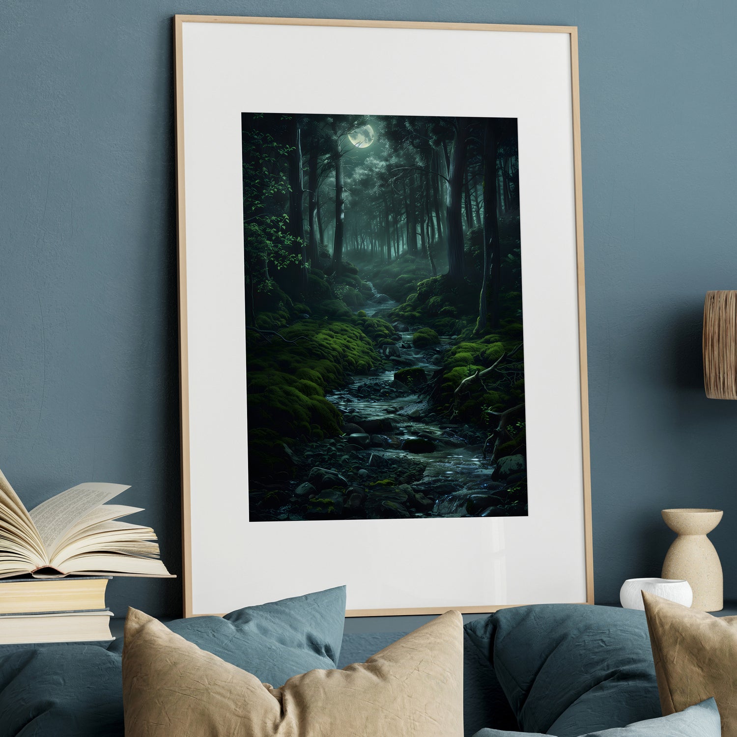 Moonlit Forest Stream