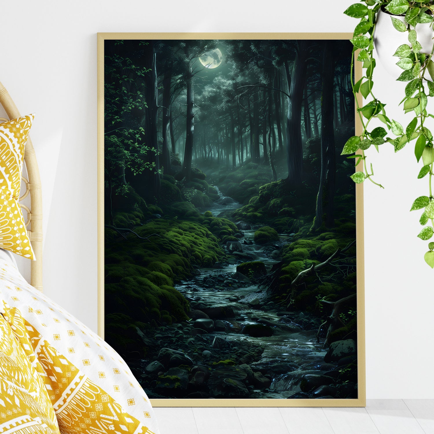 Moonlit Forest Stream