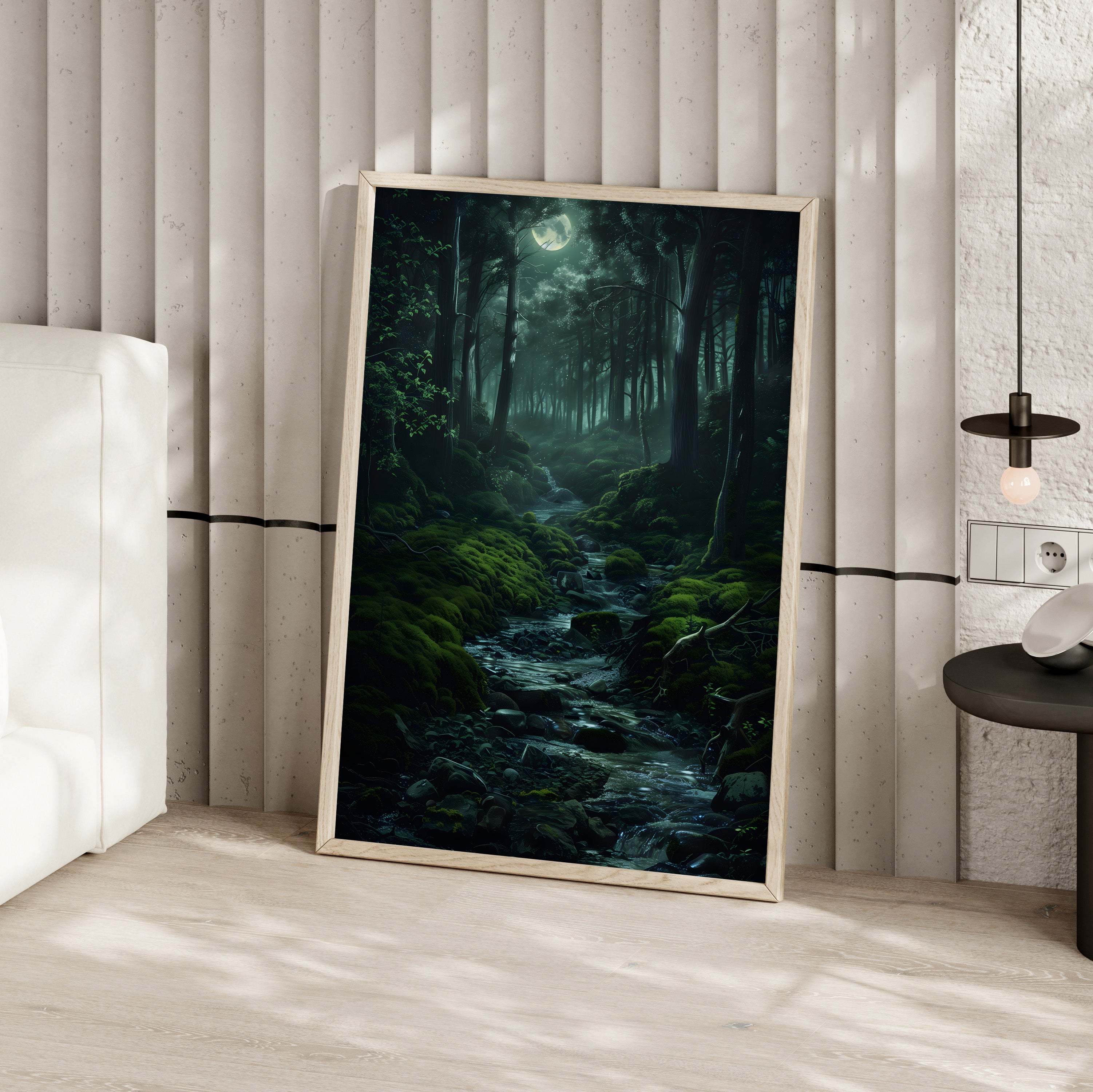 Moonlit Forest Stream