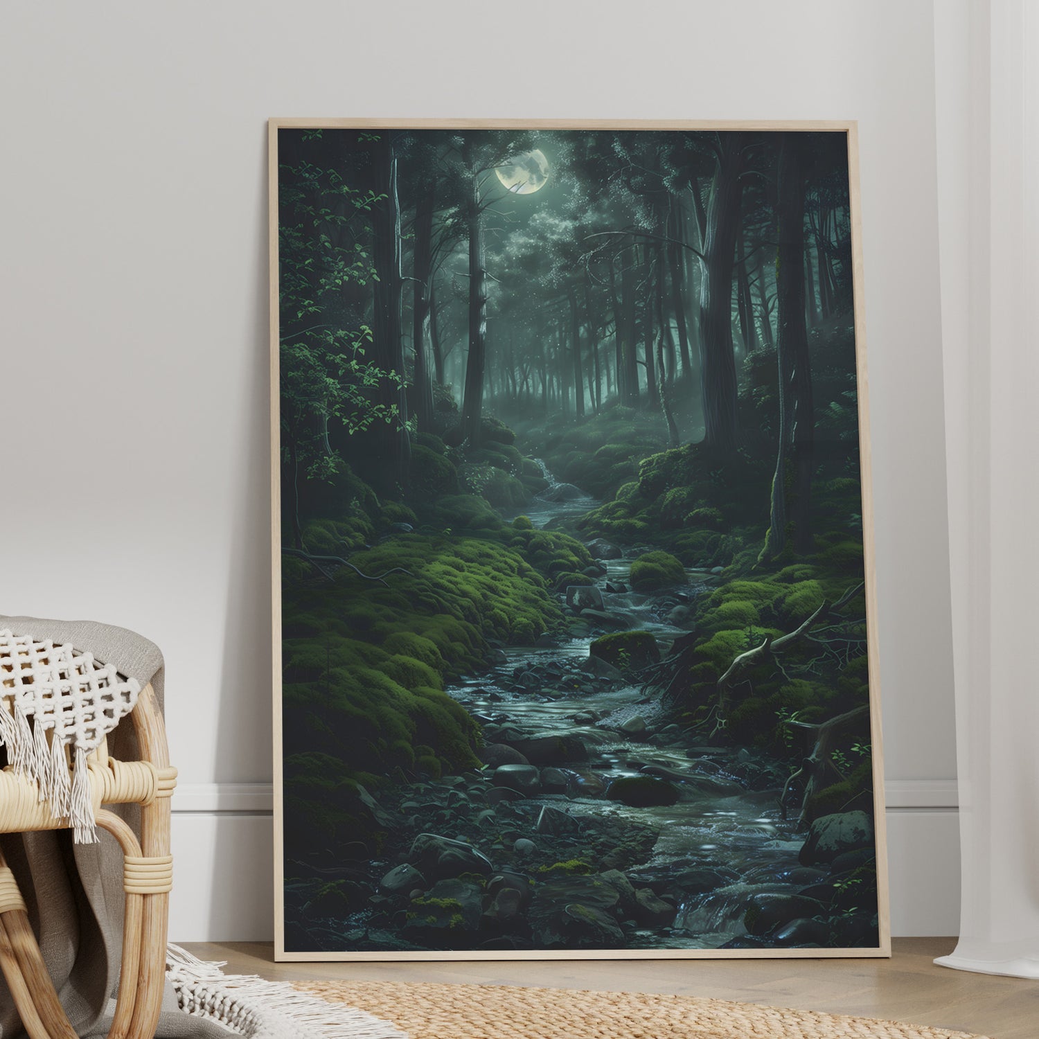 Moonlit Forest Stream