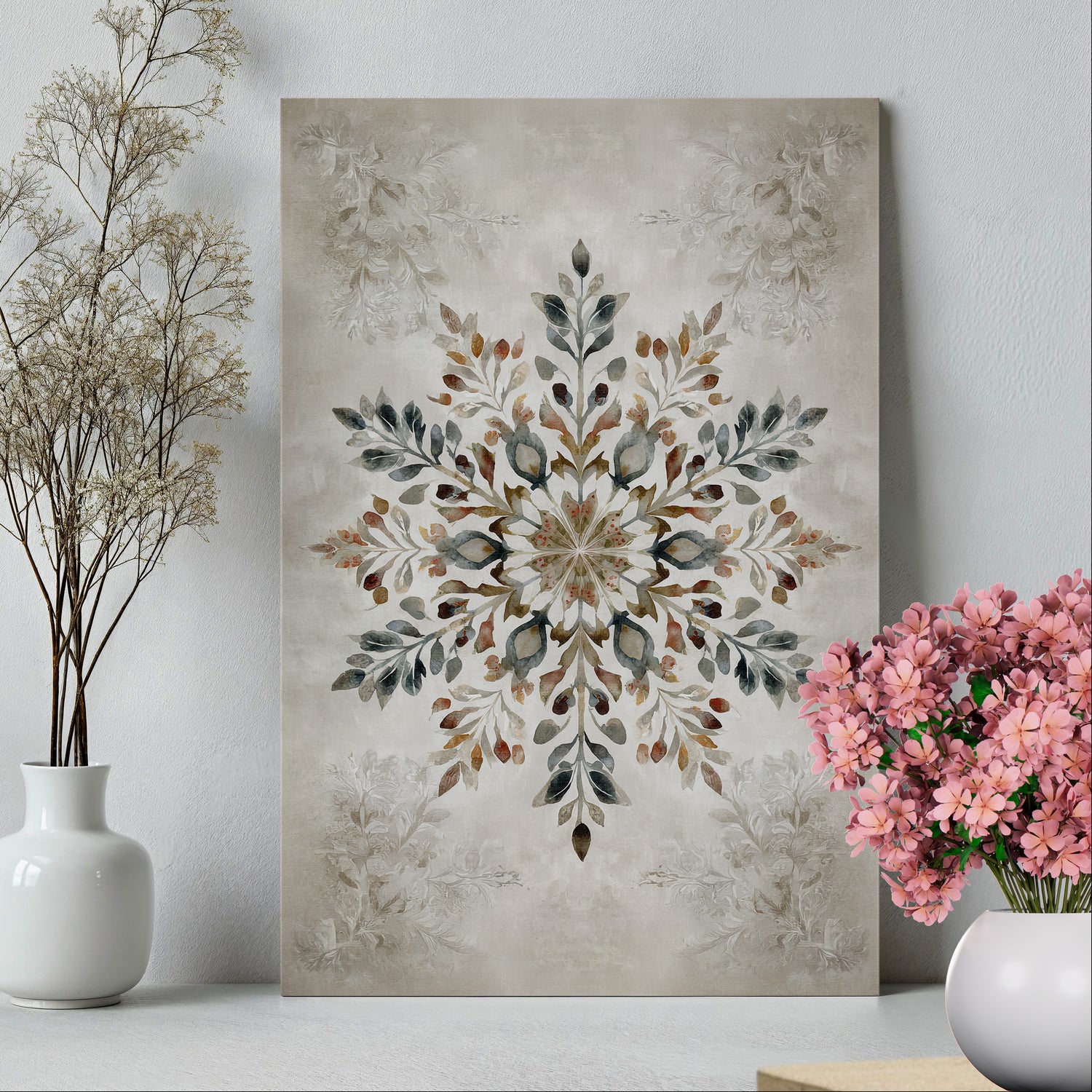 .75" Matte Canvas - Nordic Botanical Snowflake