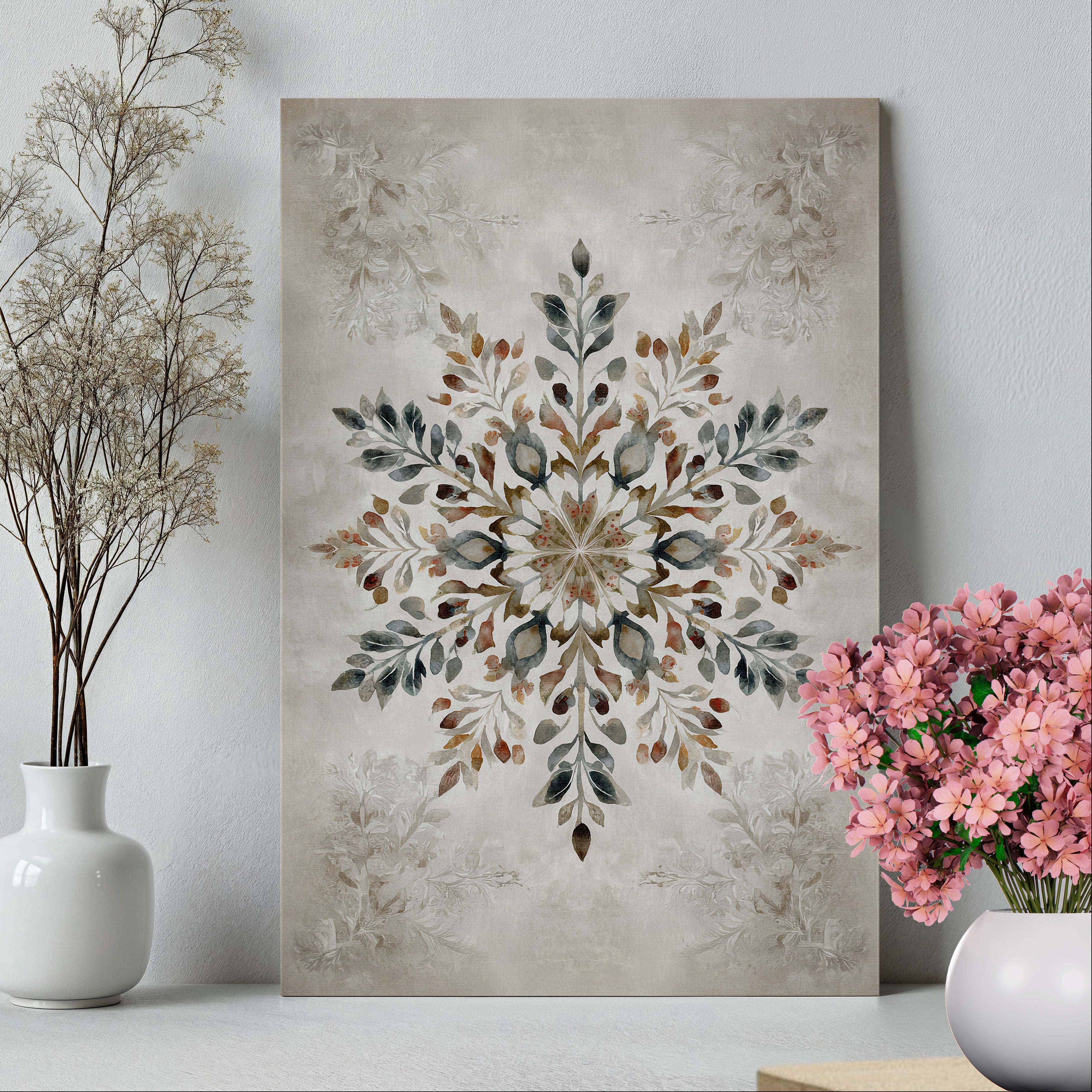 .75" Matte Canvas - Nordic Botanical Snowflake