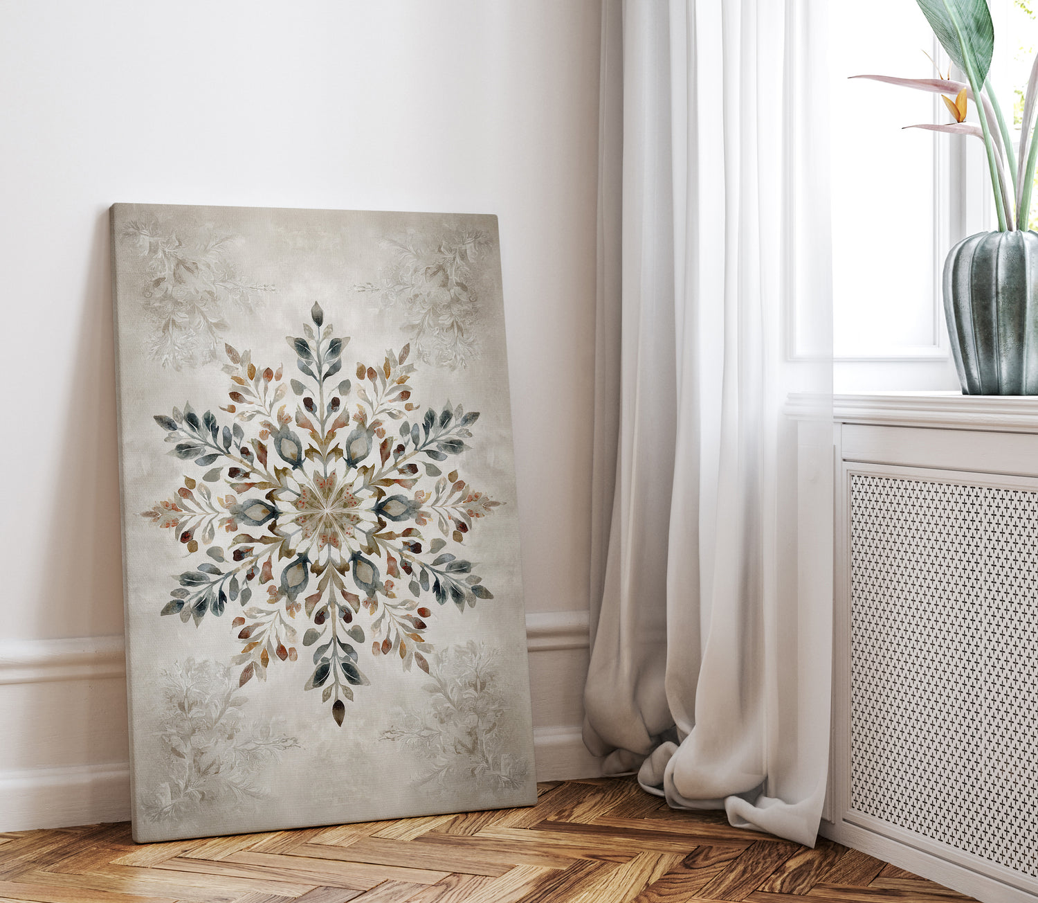 .75" Matte Canvas - Nordic Botanical Snowflake