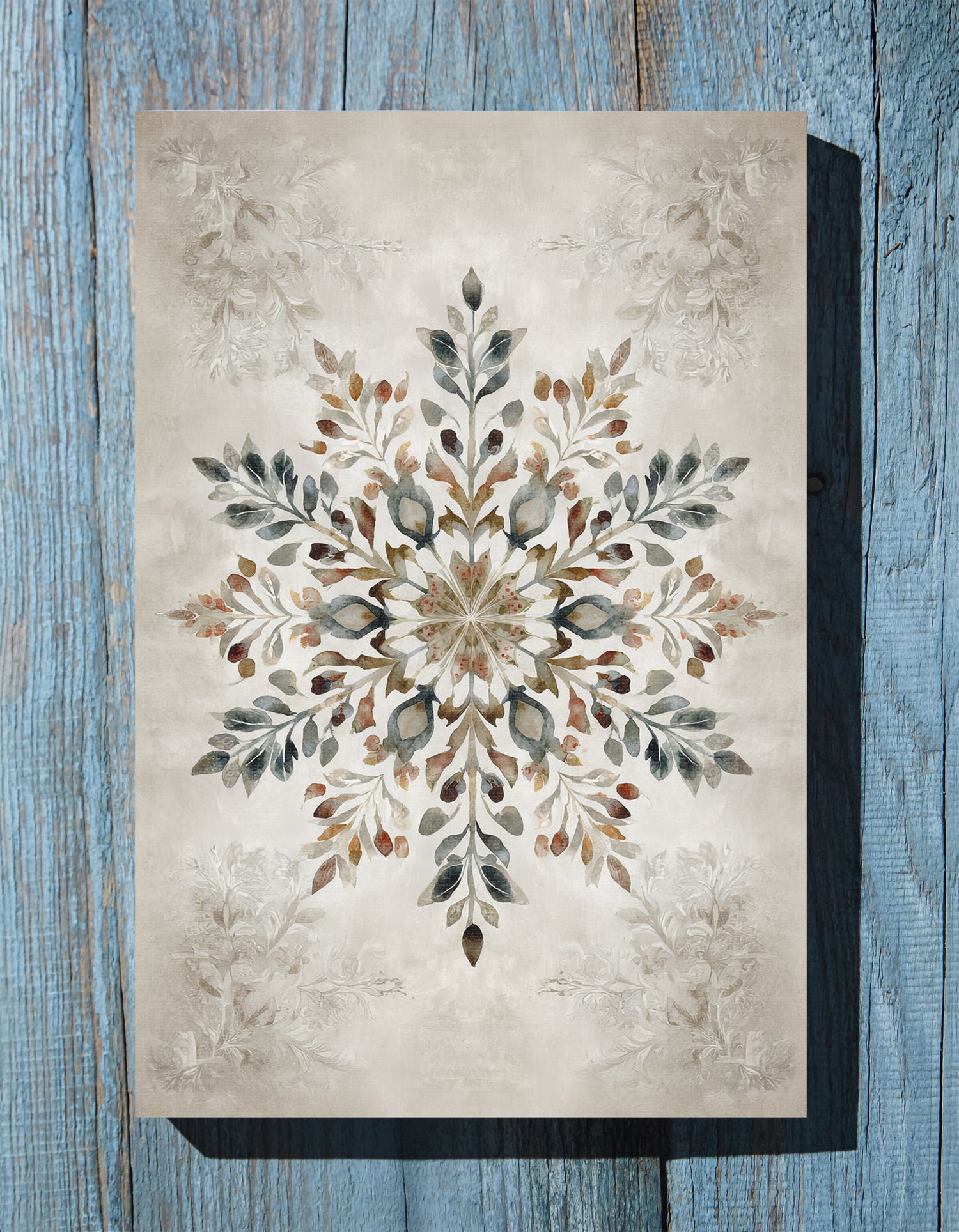 .75" Matte Canvas - Nordic Botanical Snowflake
