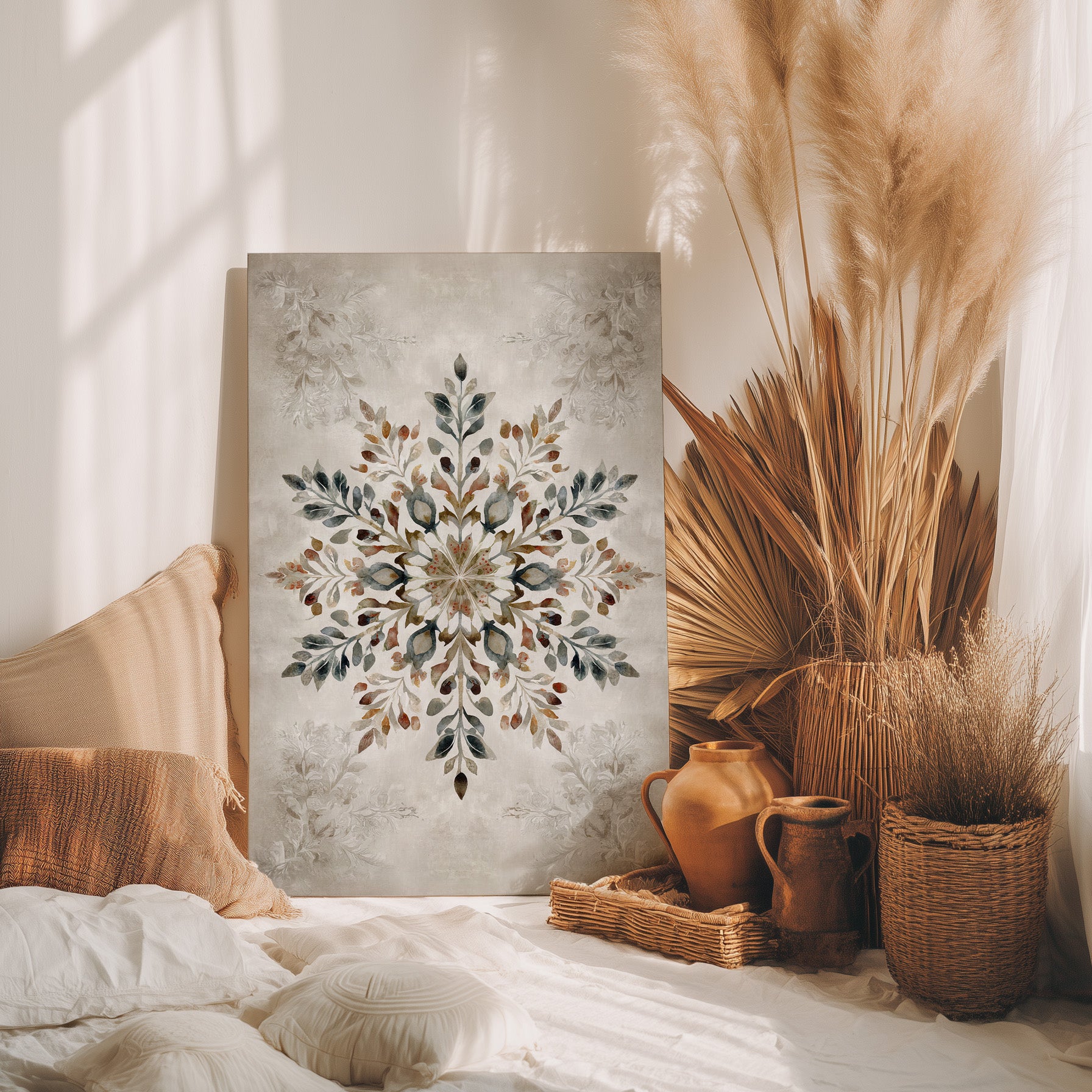 .75" Matte Canvas - Nordic Botanical Snowflake