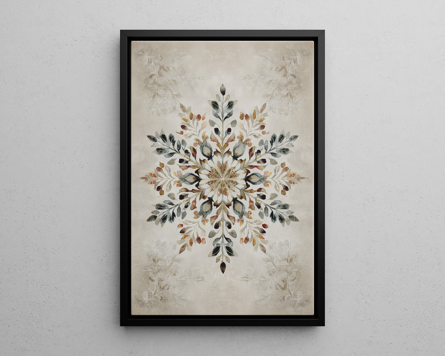 Framed Canvas - Nordic Botanical Snowflake