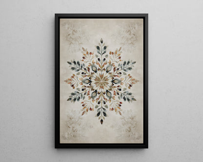 Framed Canvas - Nordic Botanical Snowflake