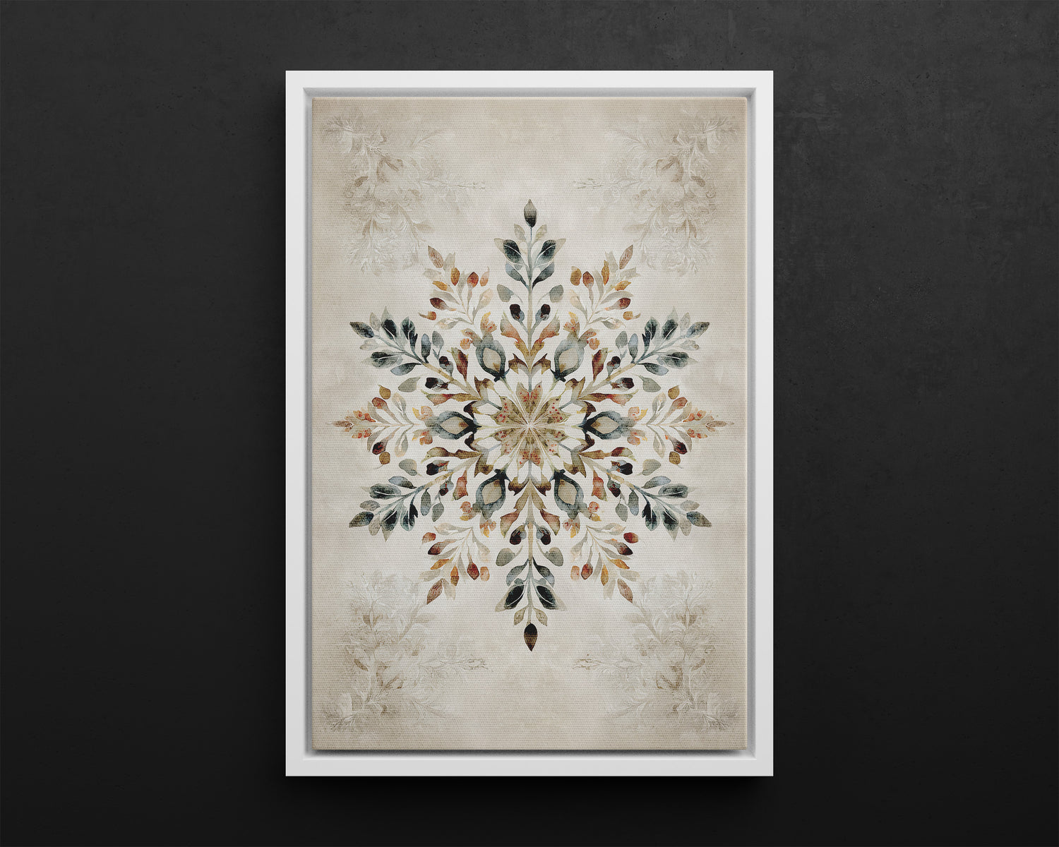 Framed Canvas - Nordic Botanical Snowflake