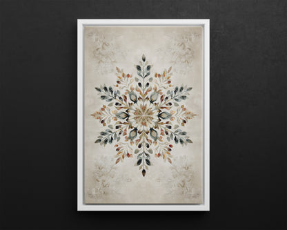 Framed Canvas - Nordic Botanical Snowflake