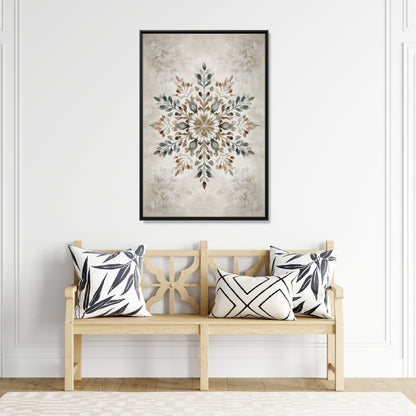 Framed Canvas - Nordic Botanical Snowflake