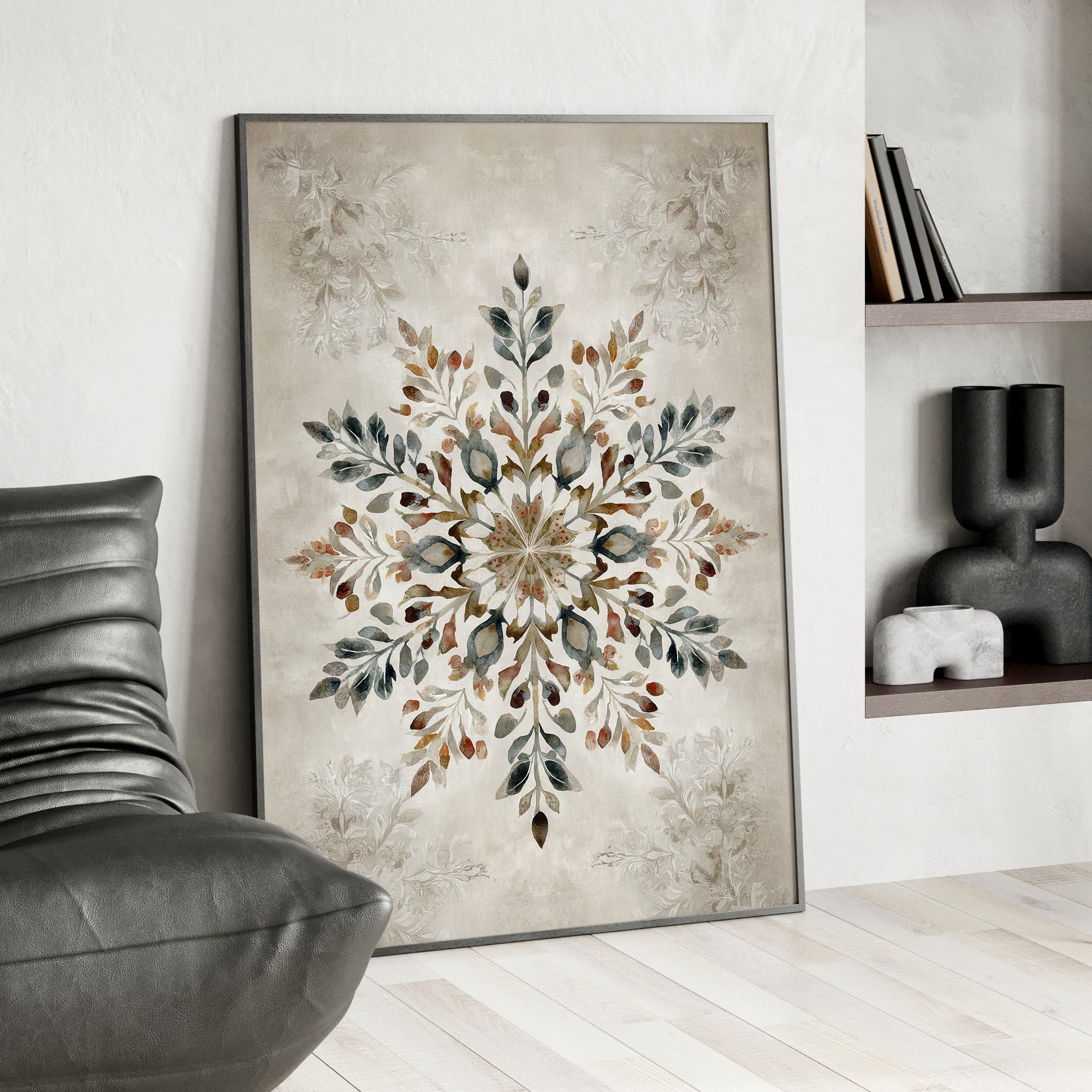Framed Paper Print - Nordic Botanical Snowflake