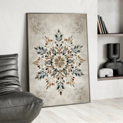 Framed Paper Print - Nordic Botanical Snowflake