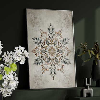 Framed Paper Print - Nordic Botanical Snowflake