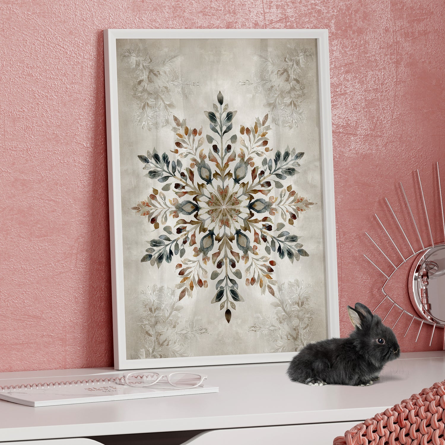 Framed Paper Print - Nordic Botanical Snowflake