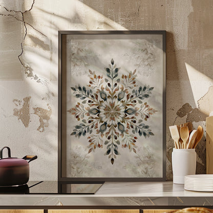 Framed Paper Print - Nordic Botanical Snowflake