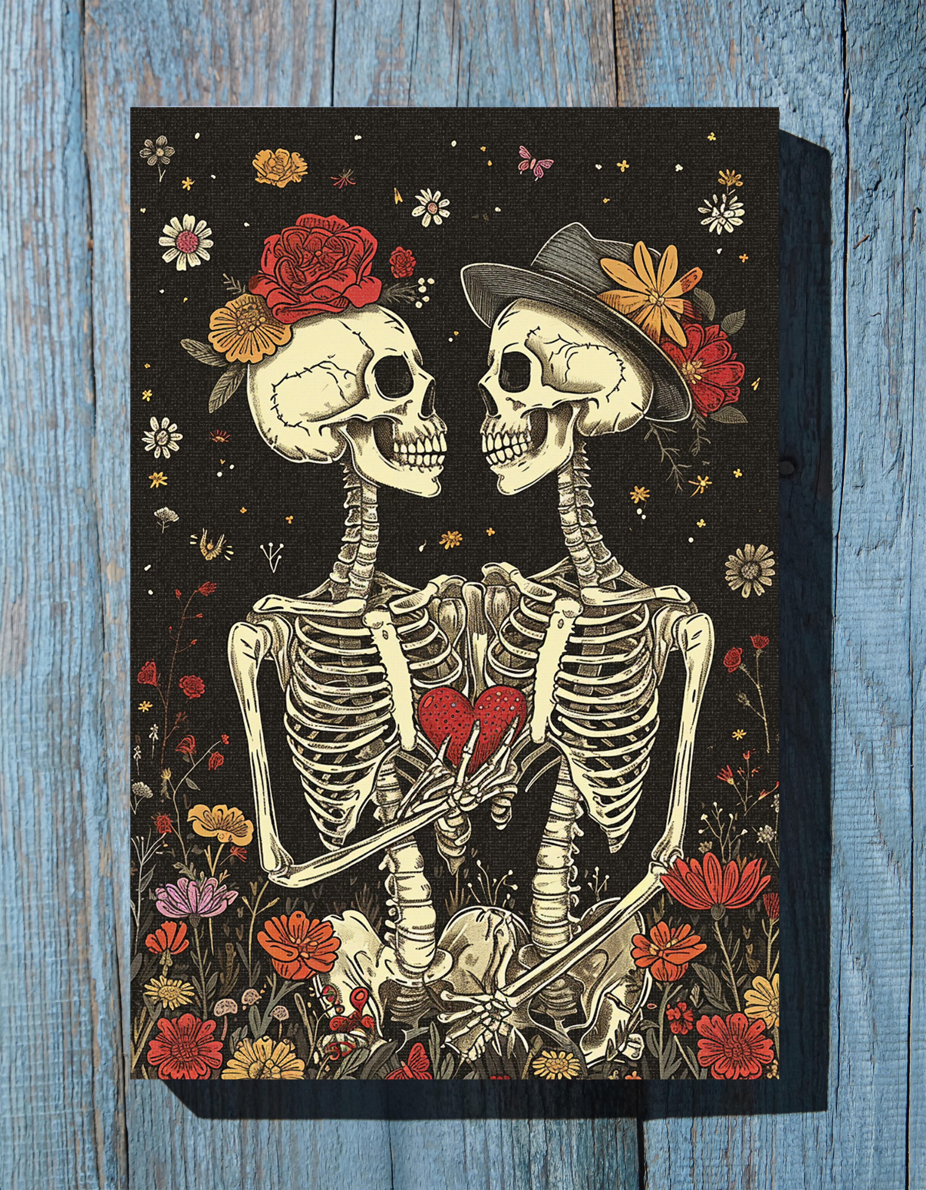 .75&quot; Matte Canvas - Eternal Love Skeletons