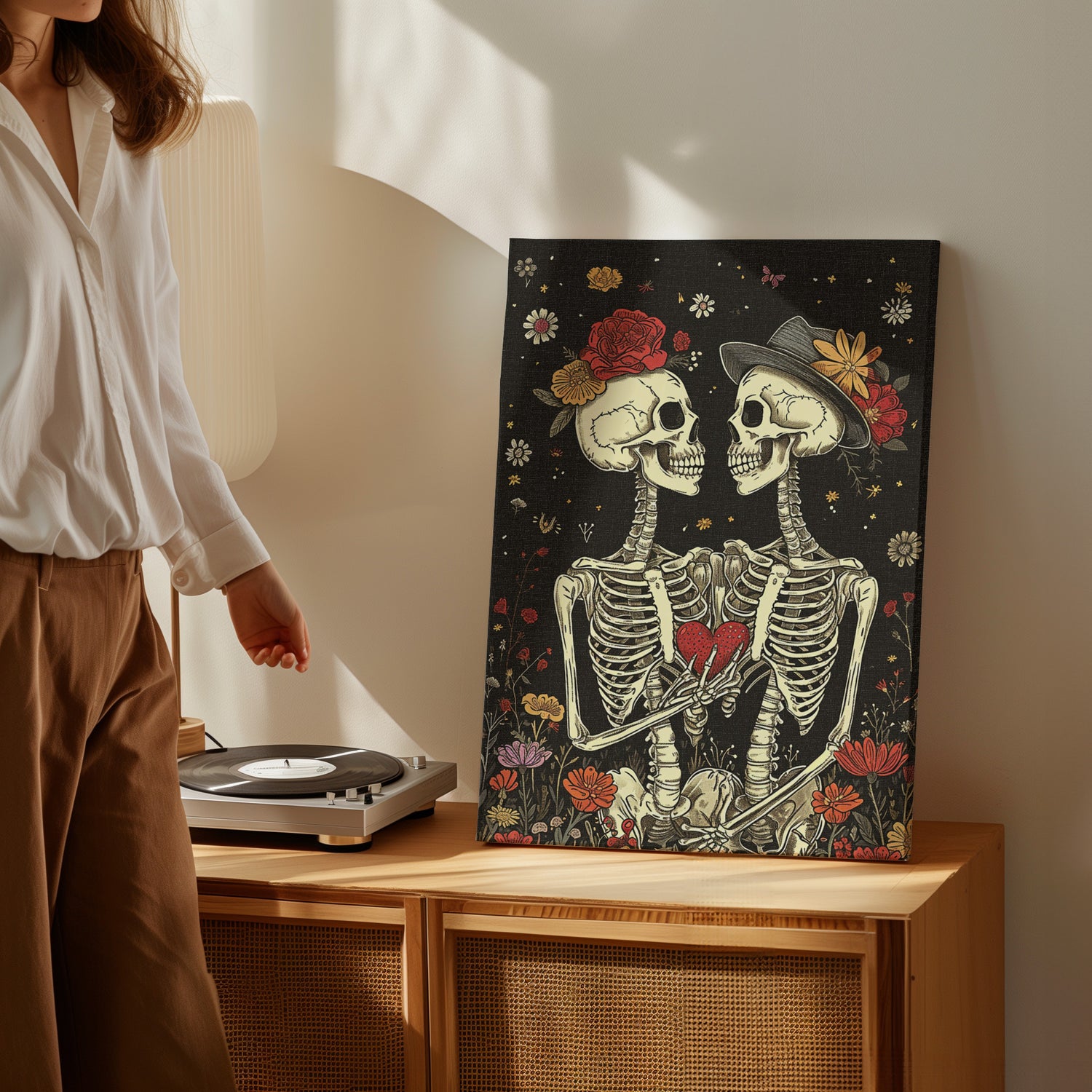 .75&quot; Matte Canvas - Eternal Love Skeletons