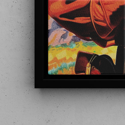 Framed Canvas - Rugged Blooms Cowboy