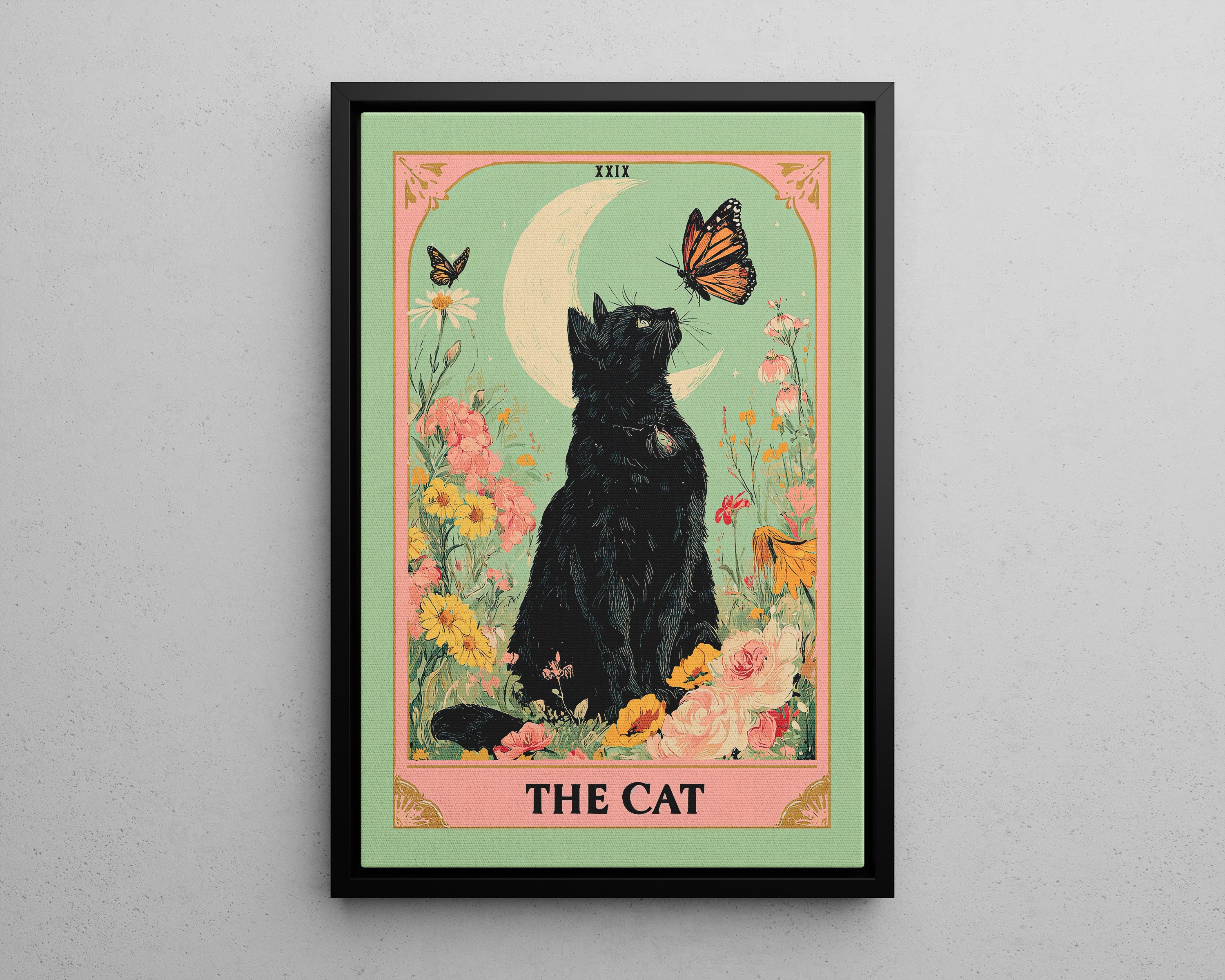 Framed Canvas - Moonlight Familiar Tarot Cat