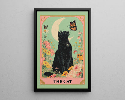 Framed Canvas - Moonlight Familiar Tarot Cat