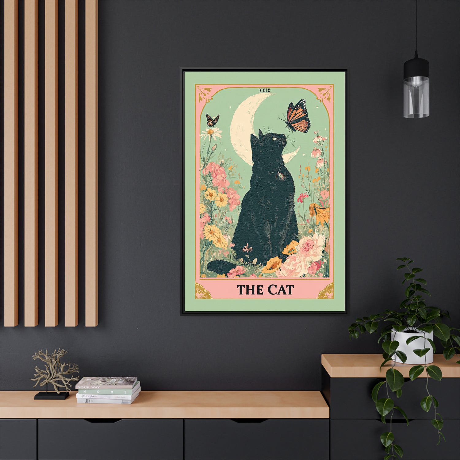Framed Canvas - Moonlight Familiar Tarot Cat