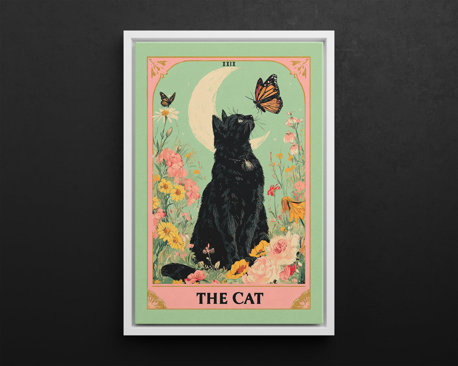 Framed Canvas - Moonlight Familiar Tarot Cat
