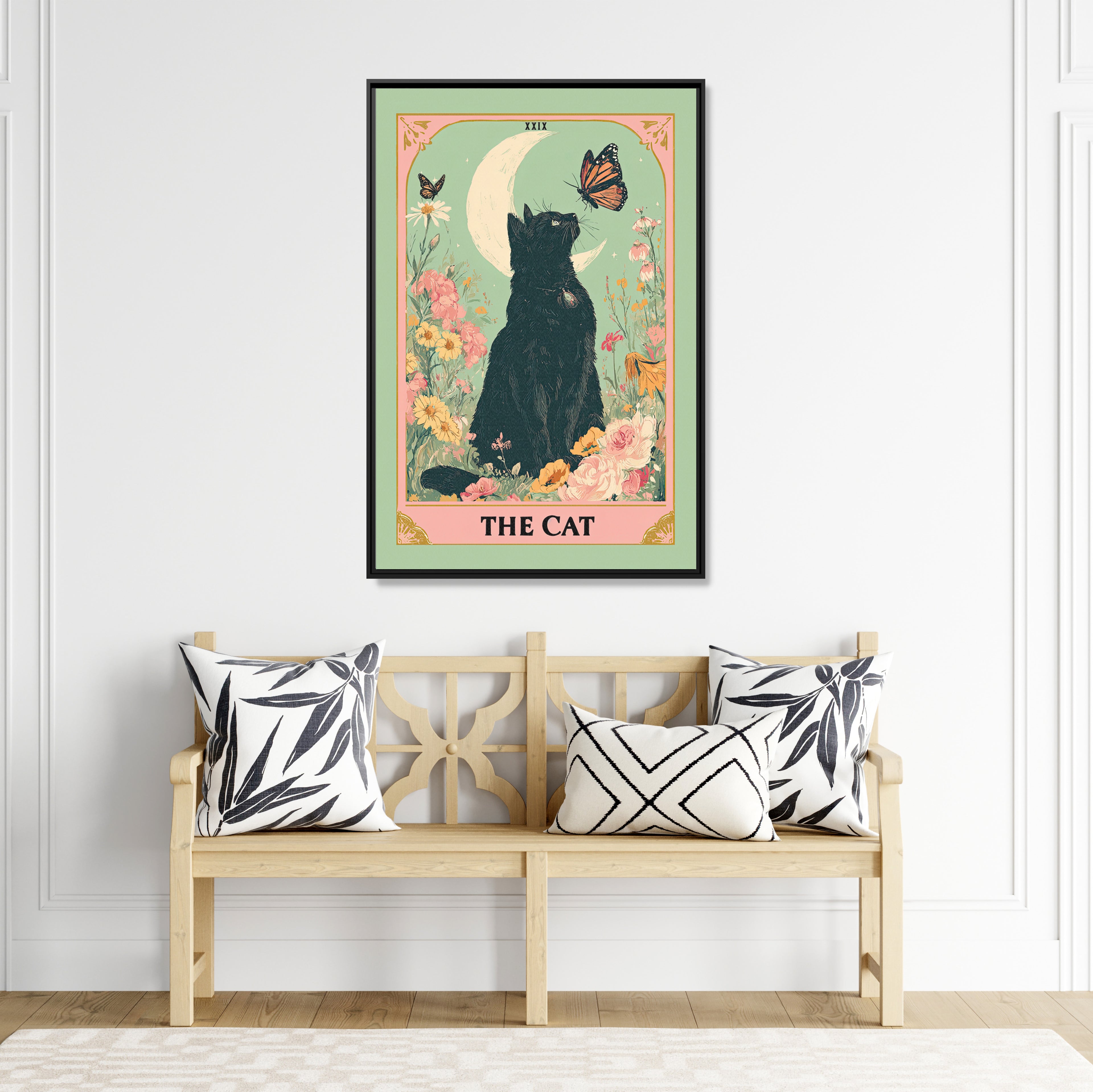 Framed Canvas - Moonlight Familiar Tarot Cat