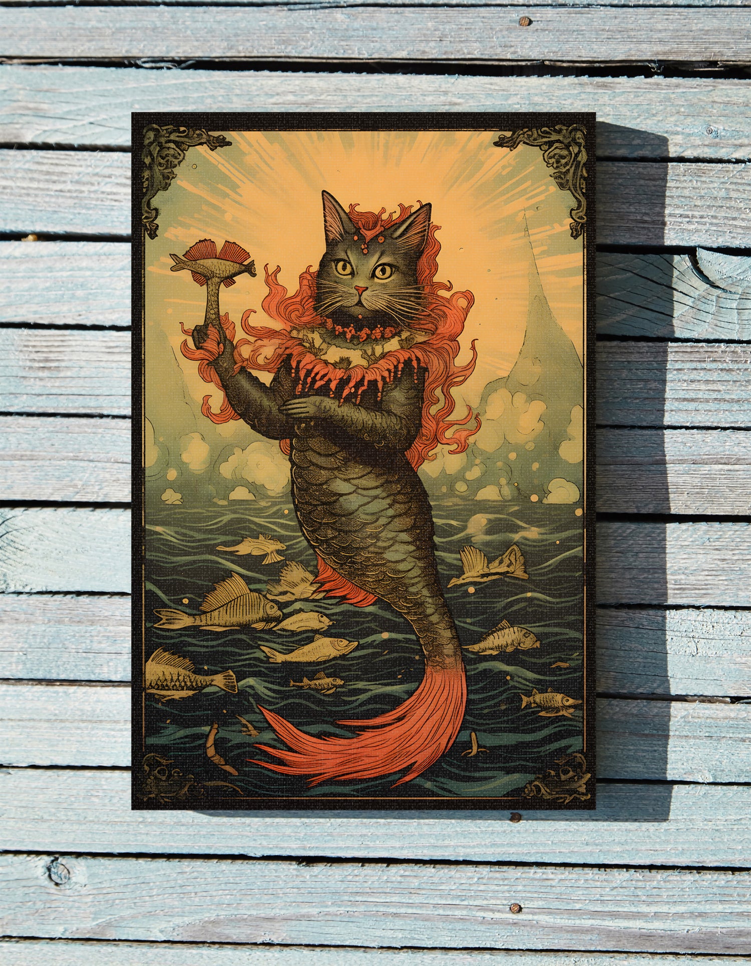 .75&quot; Matte Canvas - Fiery Feline of the Sea