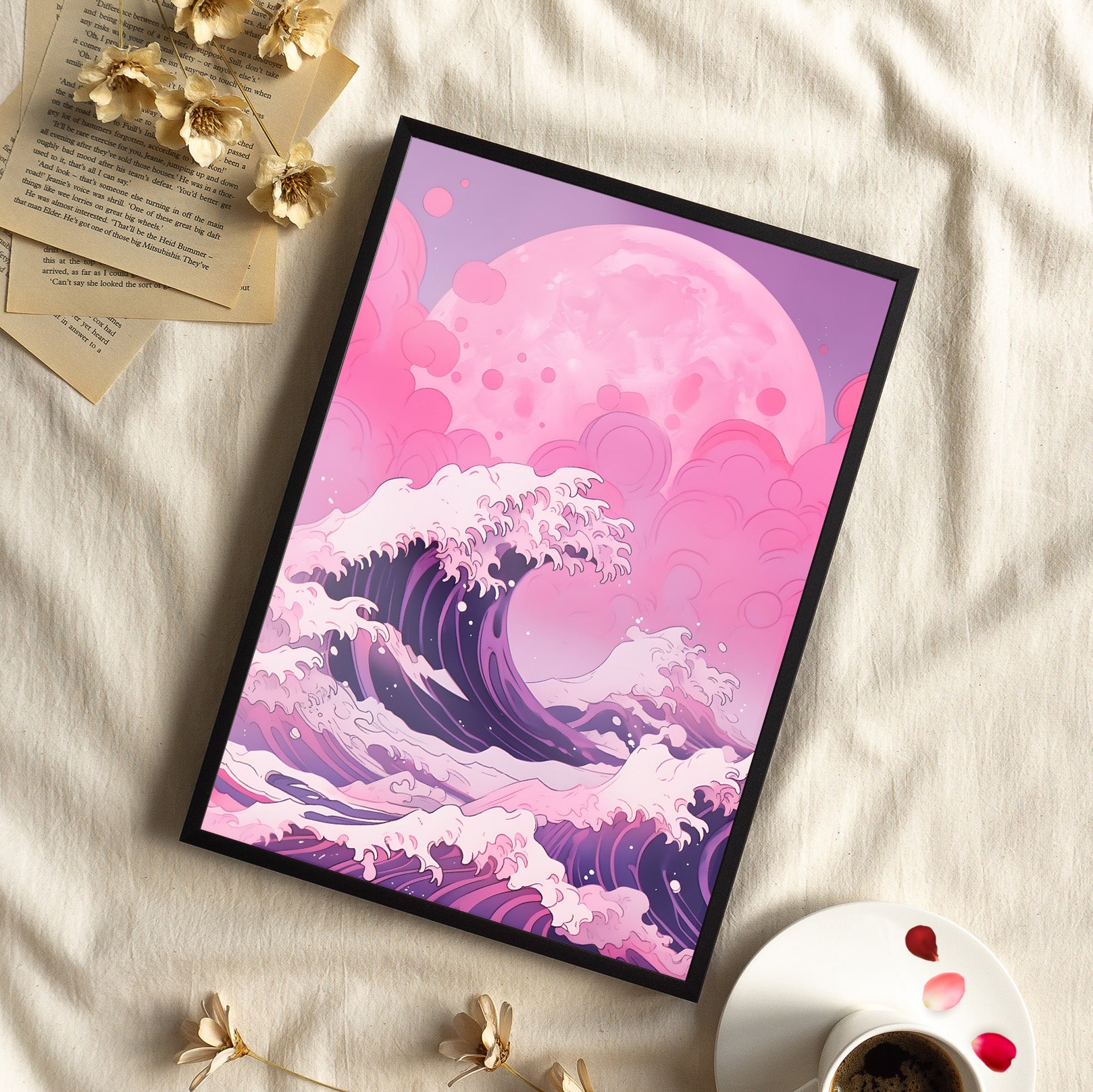 Framed Paper Print - Pink Moon Tide