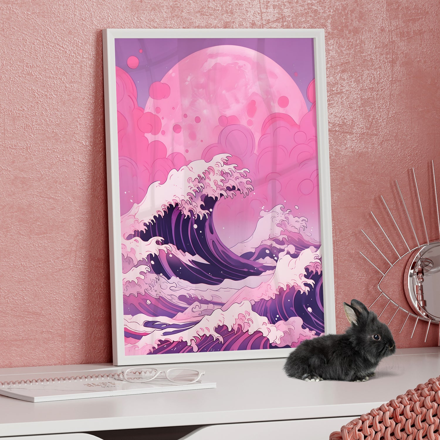 Framed Paper Print - Pink Moon Tide