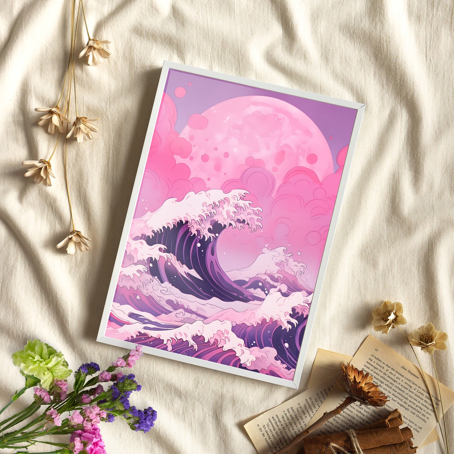 Framed Paper Print - Pink Moon Tide