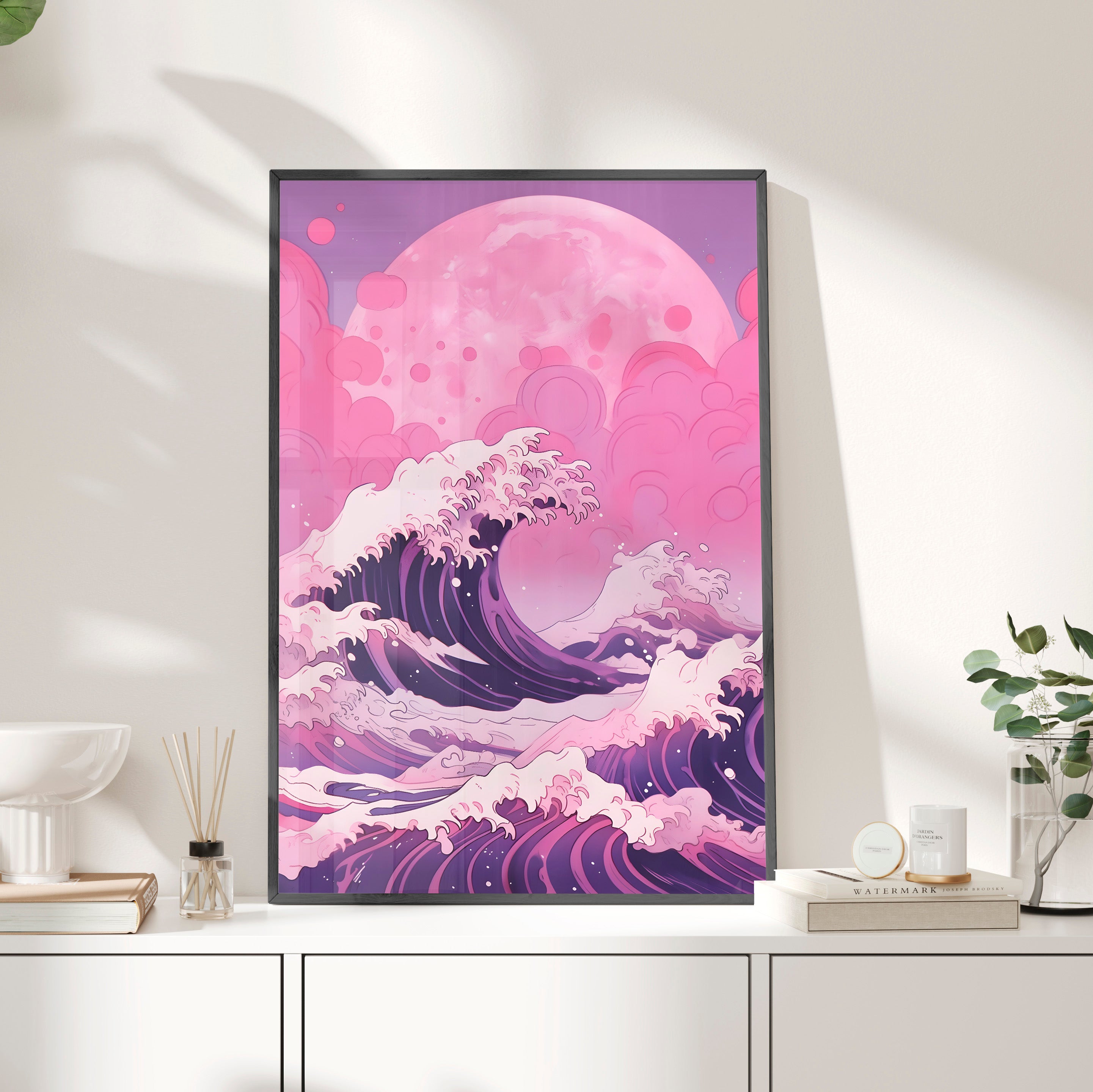 Framed Paper Print - Pink Moon Tide