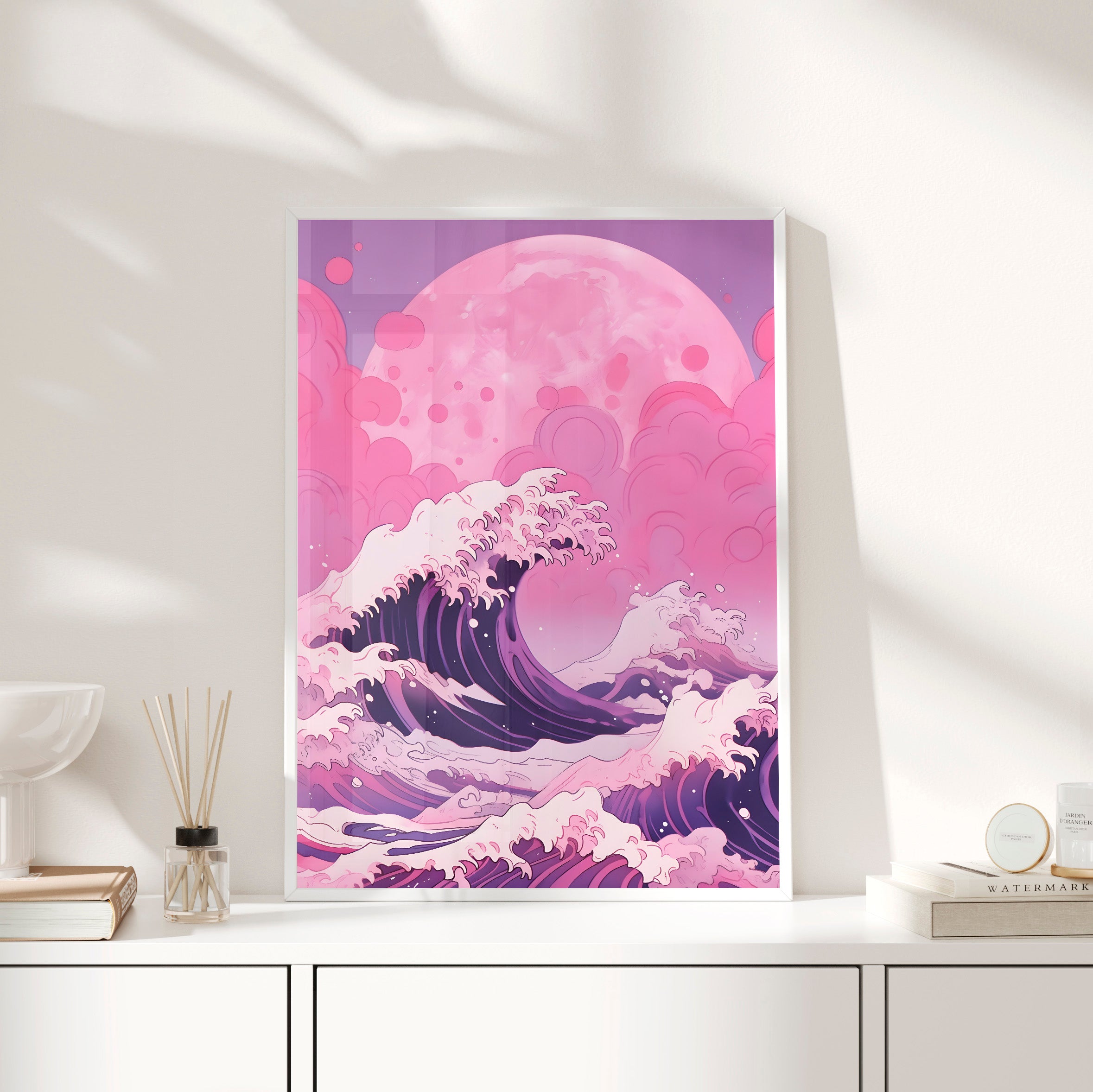 Framed Paper Print - Pink Moon Tide