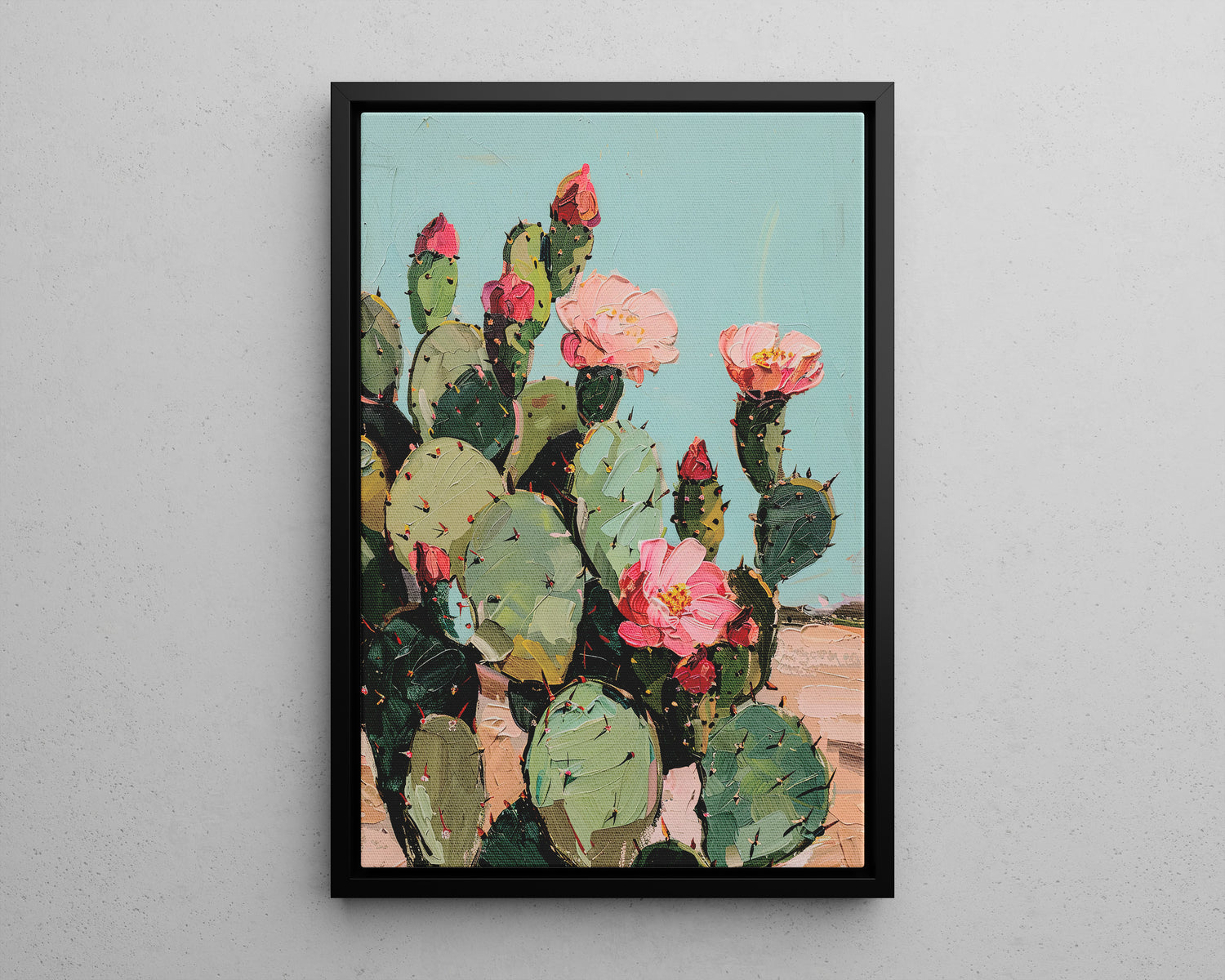 Framed Canvas - Arizona Blooming Cactus Color